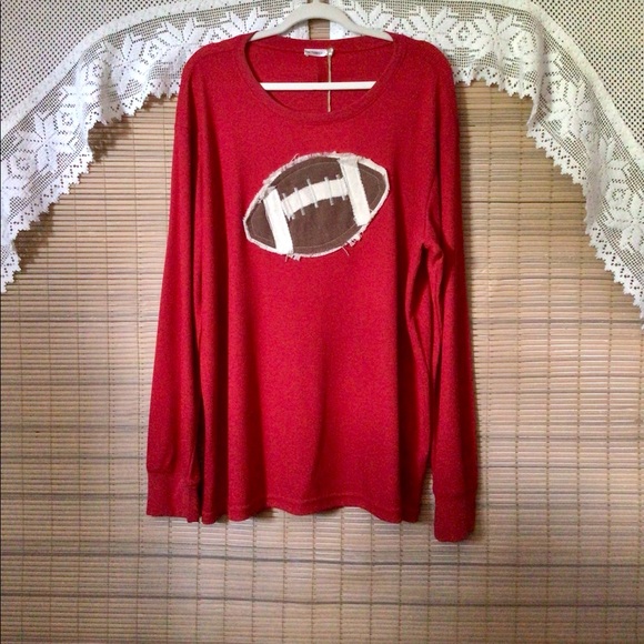 Distressed appliqué football on a thermal shirt - Picture 3 of 15